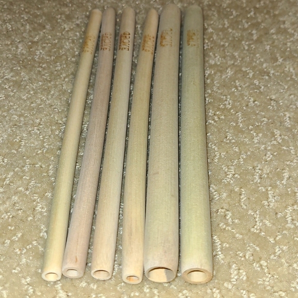 Grove Collaborative Set of Six Bamboo Straws of Various Sizes and Cleaning Brush - Picture 2 of 4
